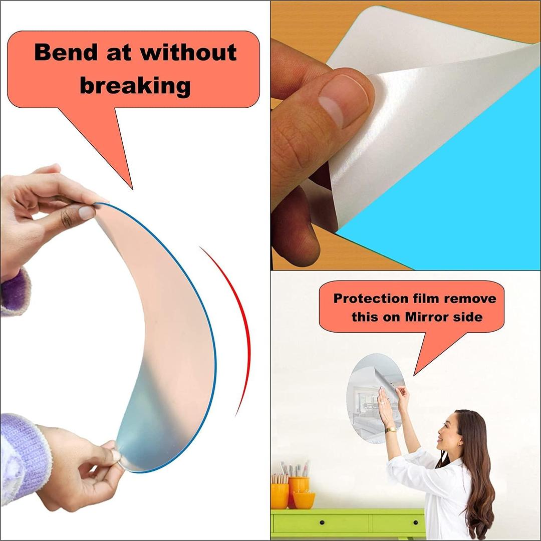 Self-Adhesive Mirror Silver 300x200mm Easy Install