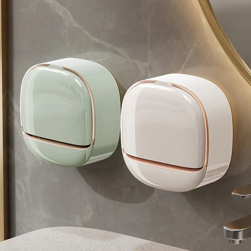 Wall-Mounted Flip-Cover Soap Holder