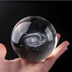 GalaxySphere 3D Crystal LED Lamp with Wooden Base