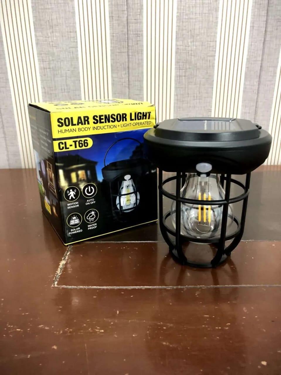 Motion Sensor Solar Lamp Black Outdoor Night Light