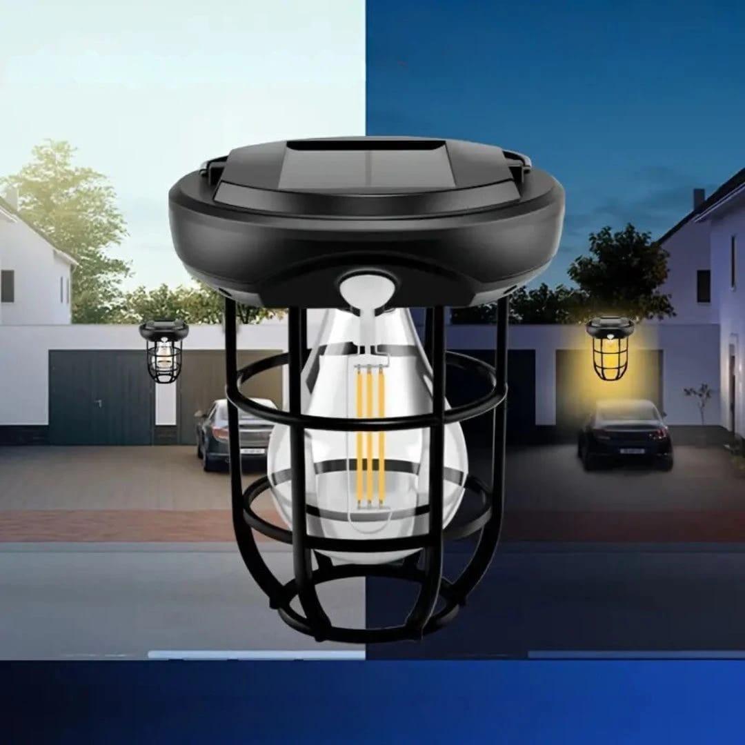 Motion Sensor Solar Lamp Black Outdoor Night Light