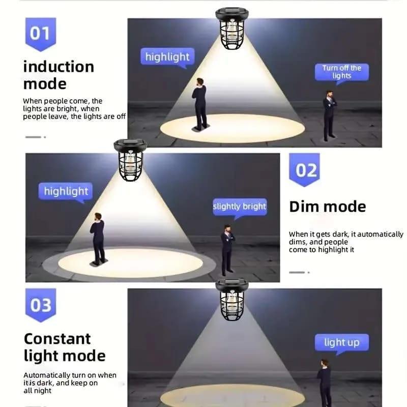 Motion Sensor Solar Lamp Black Outdoor Night Light