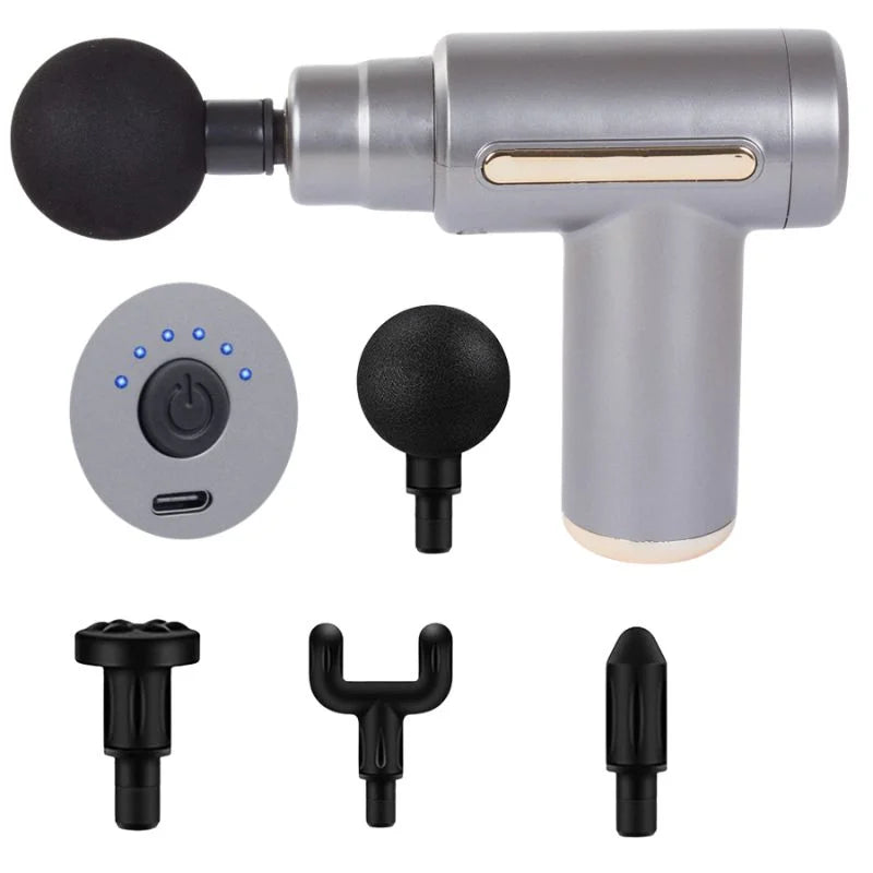 Deep Tissue Muscle Massage Gun | Fascial Relaxation Massage Gun with 6 Speed Levels & 4 Massage Heads | Random Color