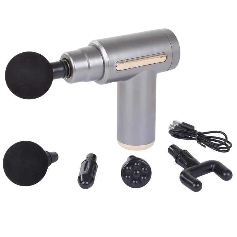 Deep Tissue Muscle Massage Gun | Fascial Relaxation Massage Gun with 6 Speed Levels & 4 Massage Heads | Random Color